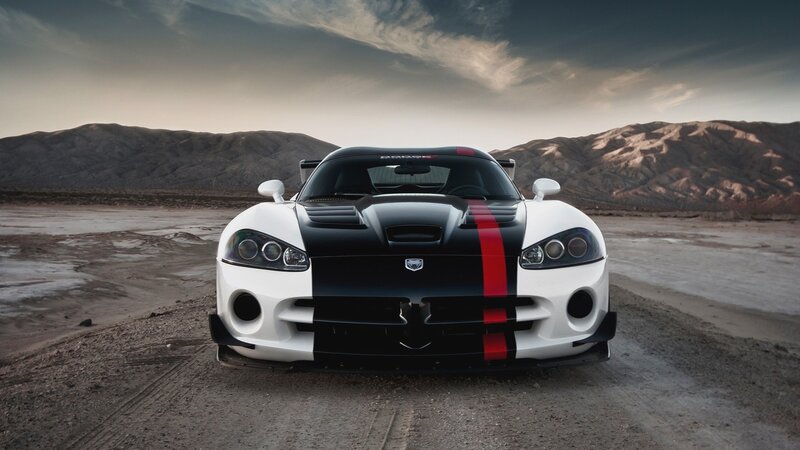 White and Black Sports Car — Sunset