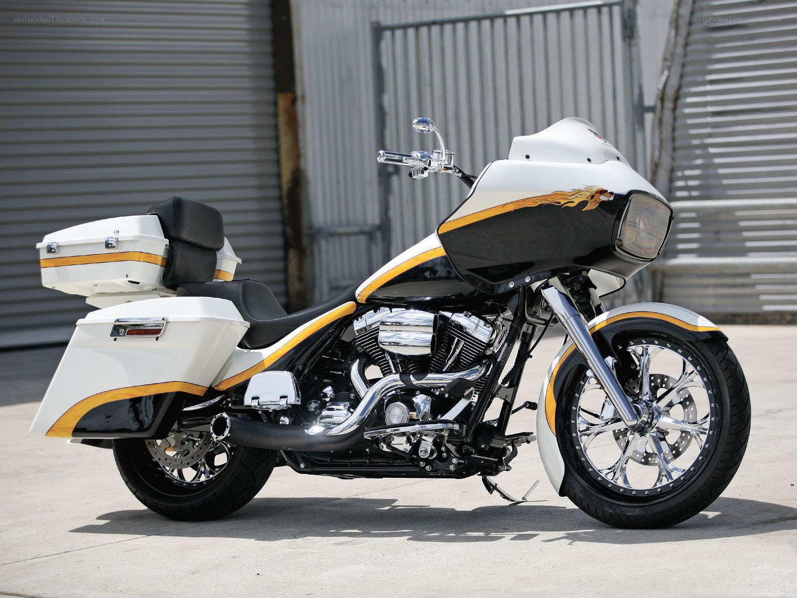 white and black touring motorcycle