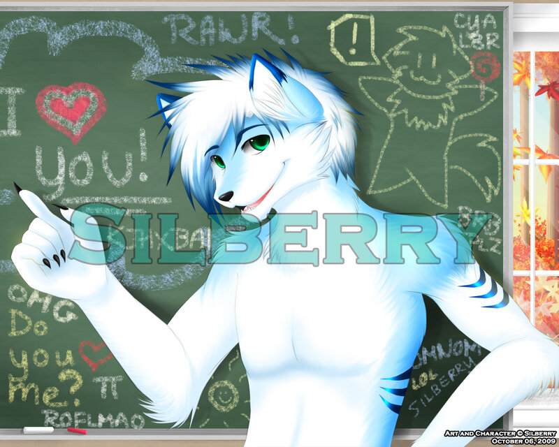 White and Blue Anthropomorphic Wolf