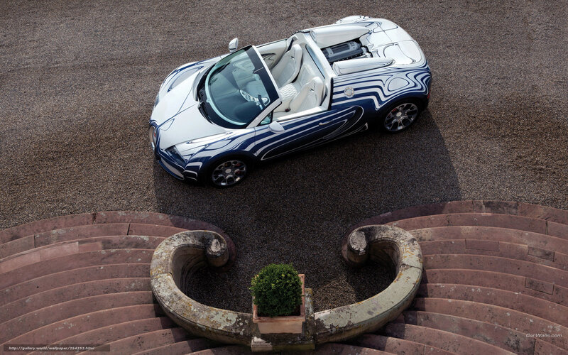 White and Blue Bugatti Car — Dramatic