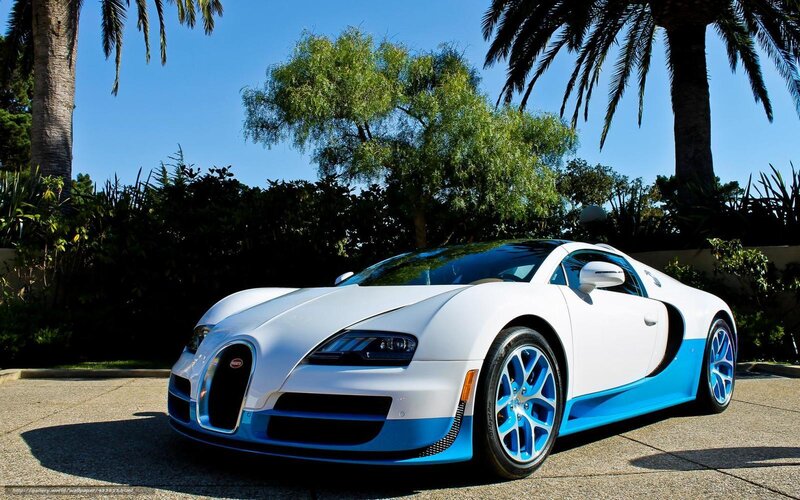 White and Blue Bugatti — Serene, Afternoon, Photograph