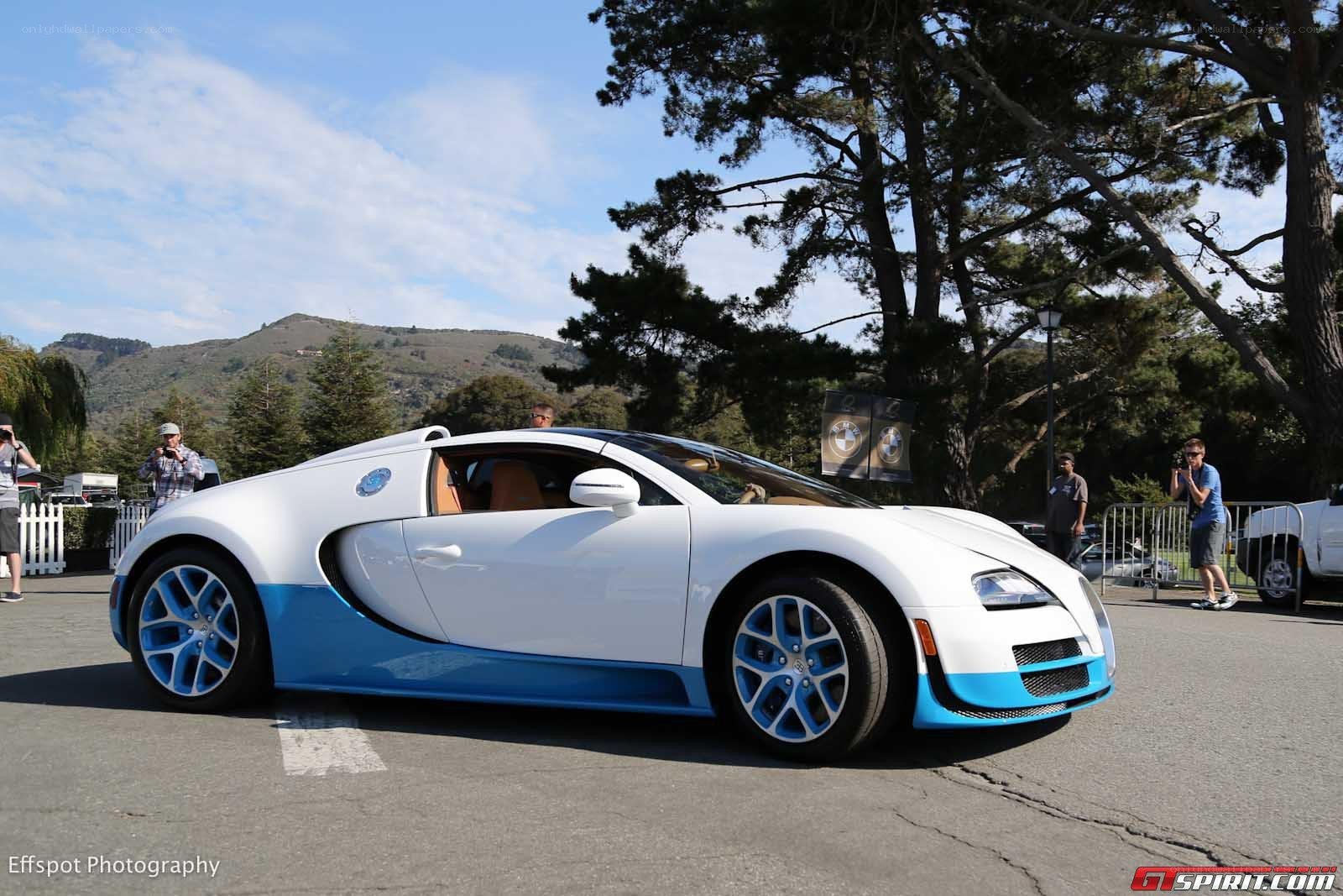 White and blue Bugatti Veyron