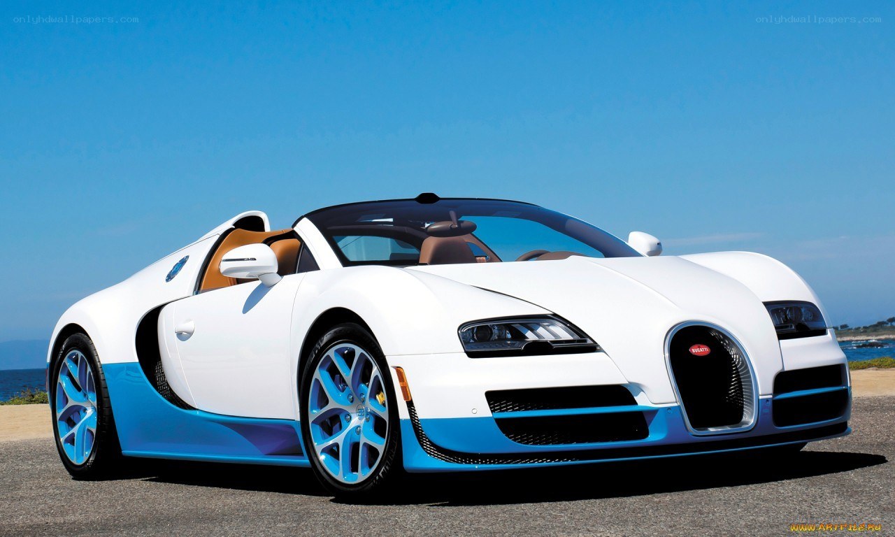 White and blue Bugatti Veyron