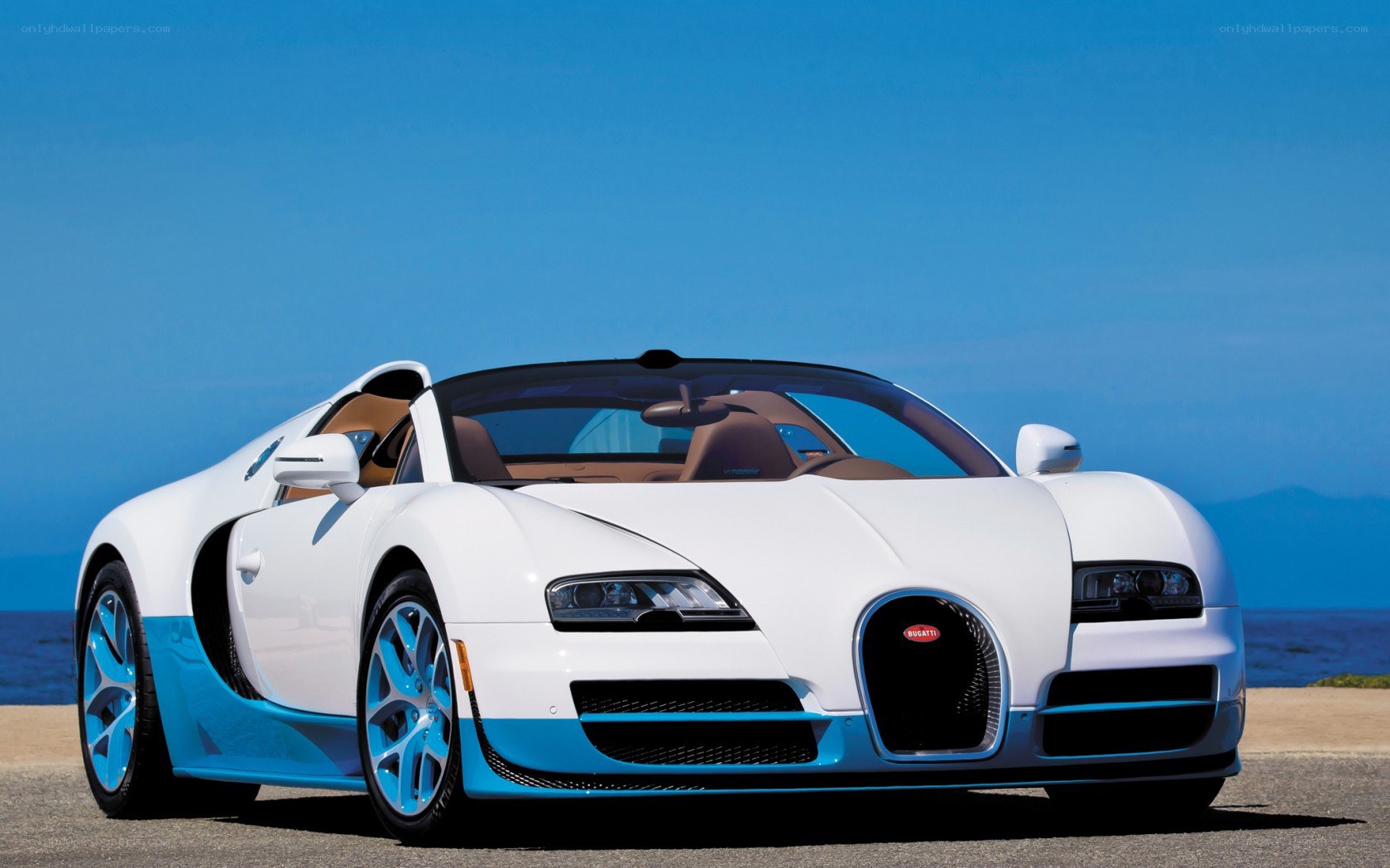 White and blue Bugatti Veyron