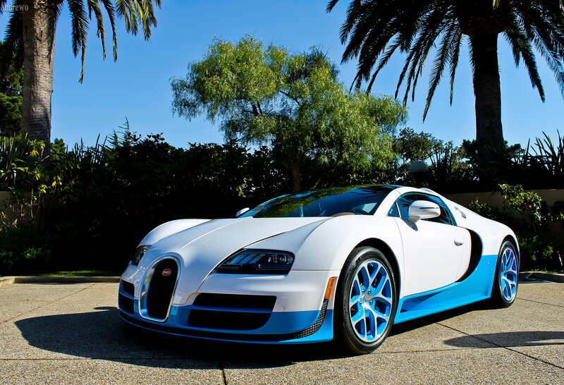 White and blue Bugatti Veyron