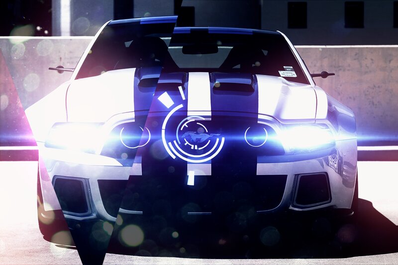 White and Blue Car — Dramatic, Digital Art