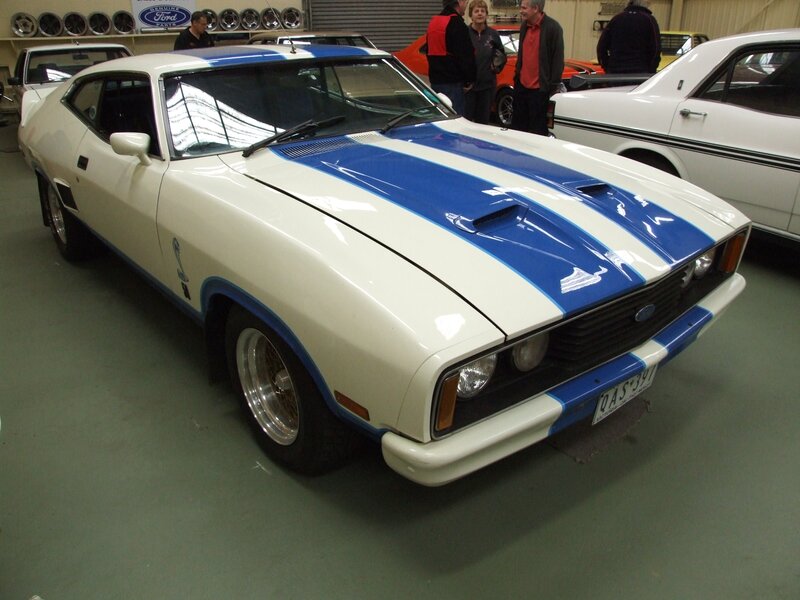 White and blue classic muscle car