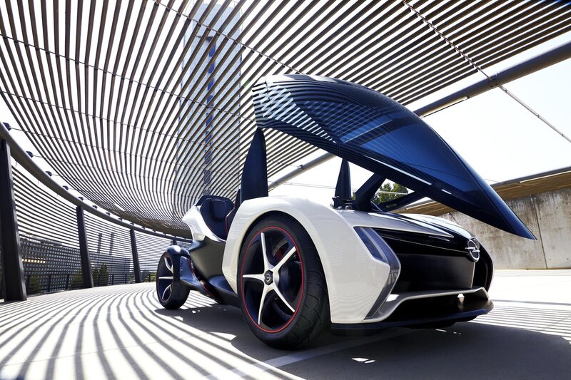 White and Blue Concept Car — Dramatic, Afternoon