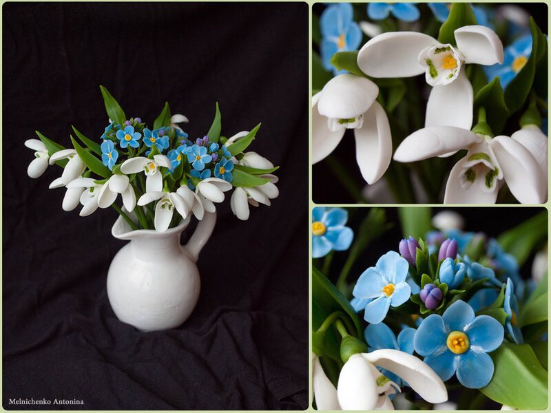 White and Blue Flowers — Serene, Photograph
