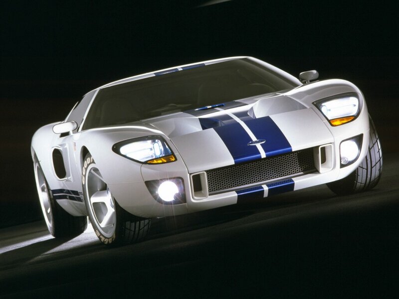White and blue Ford GT concept car