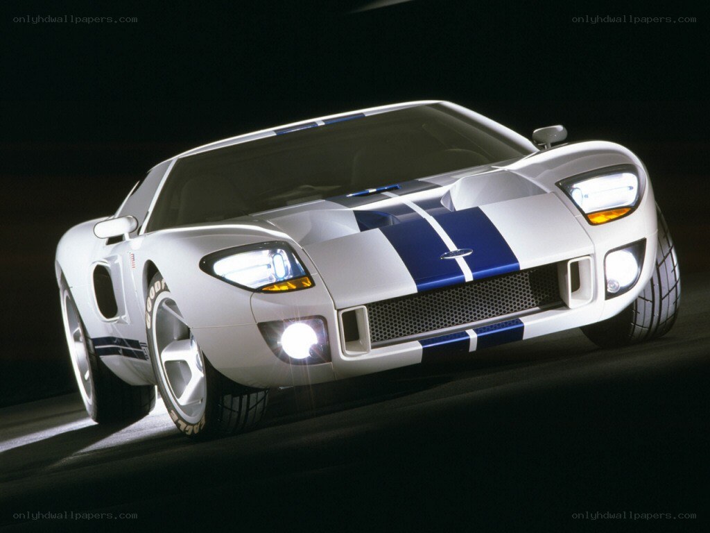 White and blue Ford GT concept car