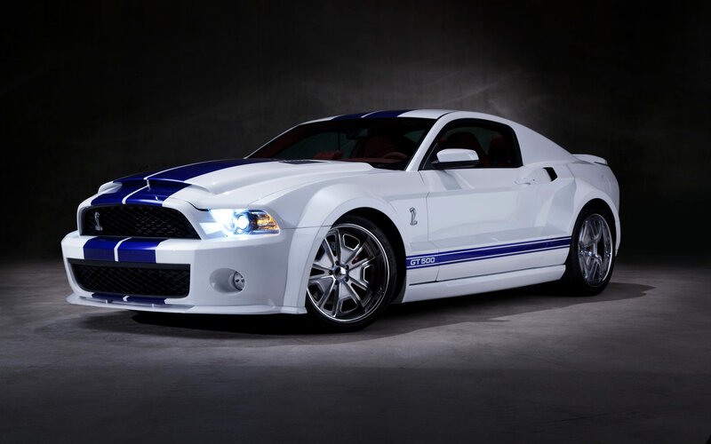 White and Blue Ford Mustang — Dramatic
