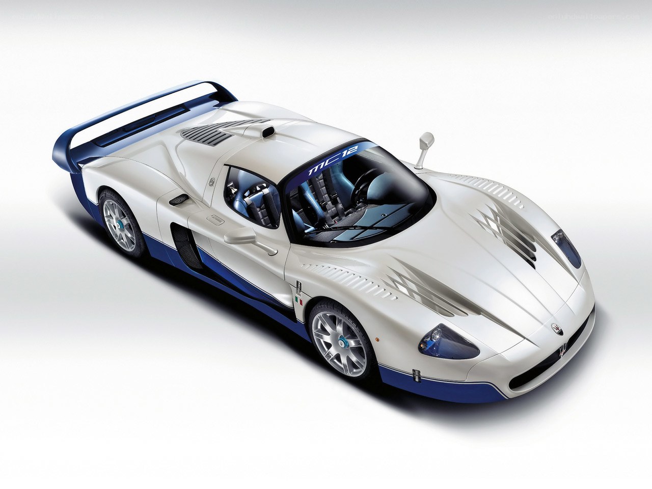 White and blue Maserati MC12