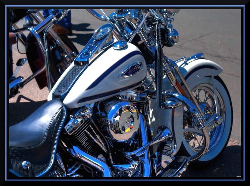 White and Blue Motorcycle — Bright