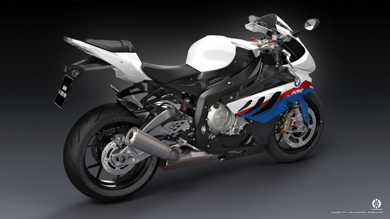 White and Blue Motorcycle — Dramatic, 3d Render