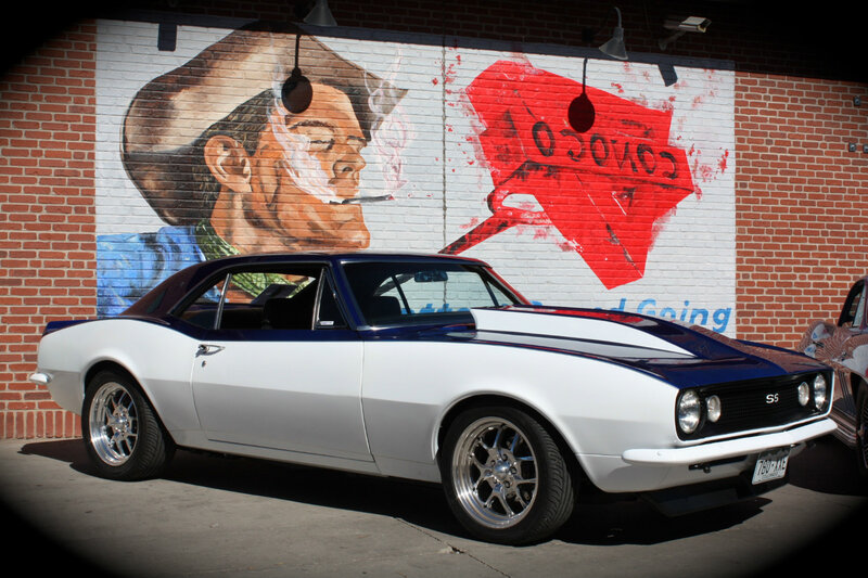 White and Blue Muscle Car — Dramatic, Afternoon