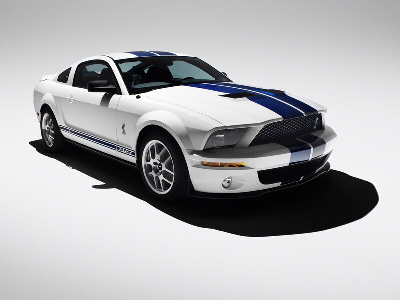 White and Blue Muscle Car — Dramatic, Photograph, Stripes