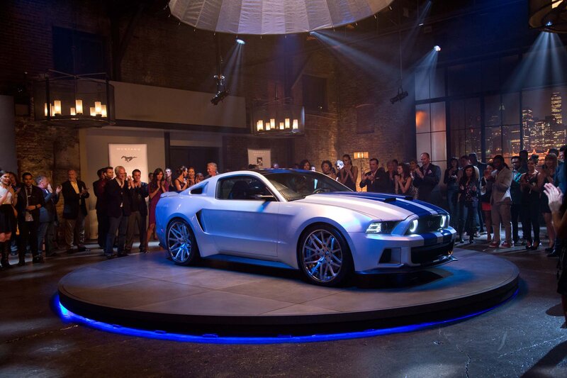 White and Blue Mustang — Dramatic, Night