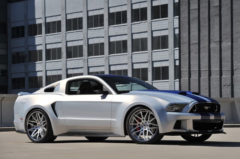 White and Blue Mustang — Silver