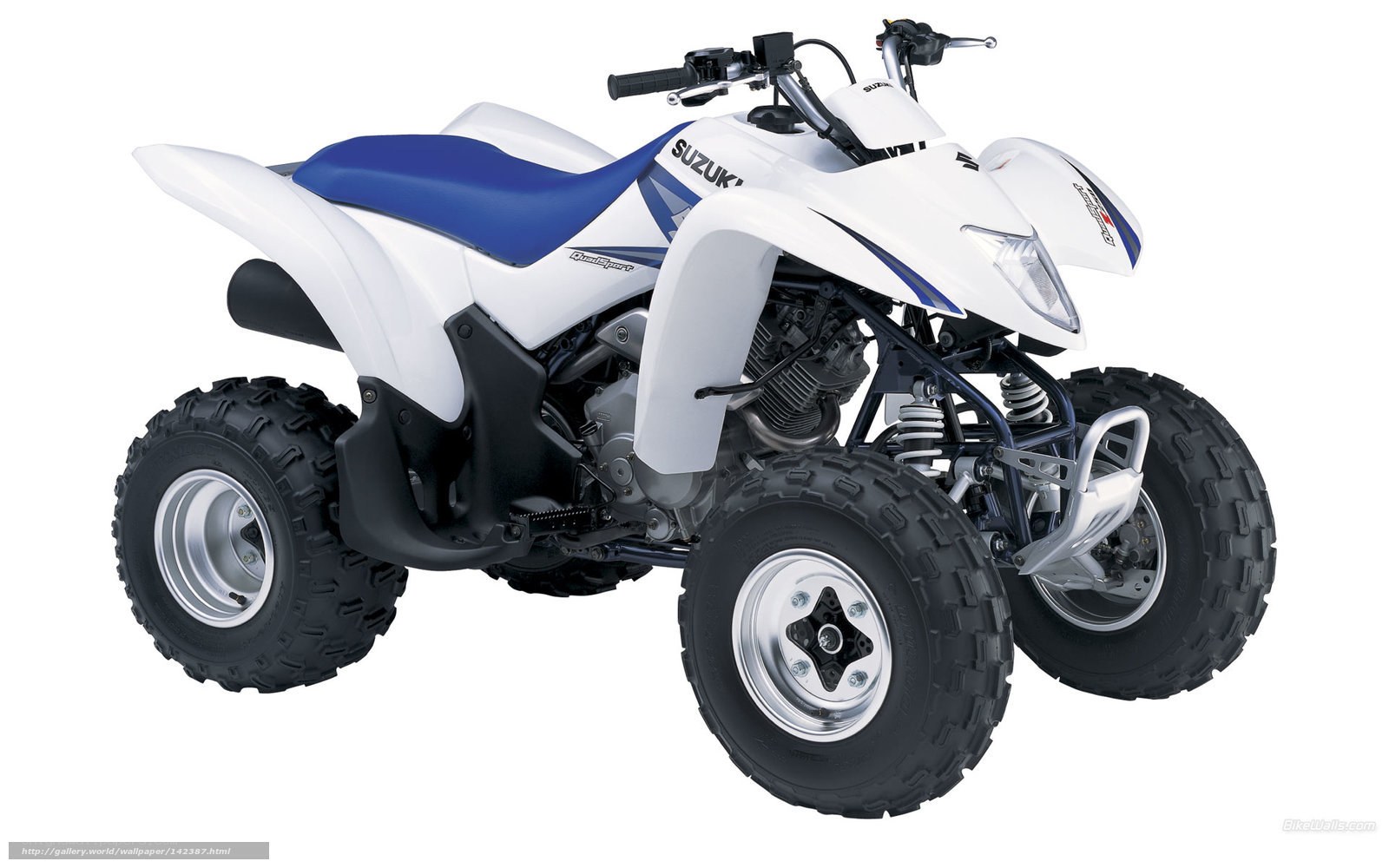 white and blue quad bike