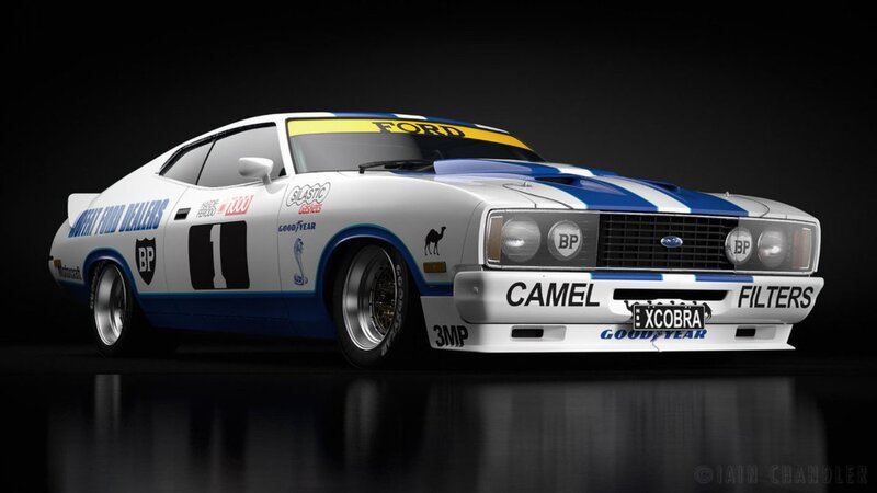 White and Blue Race Car — Dramatic, Photograph, Race Car, Camouflage Stripes
