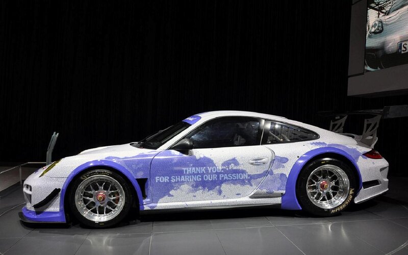 White and Blue Race Car — Dramatic, Photograph