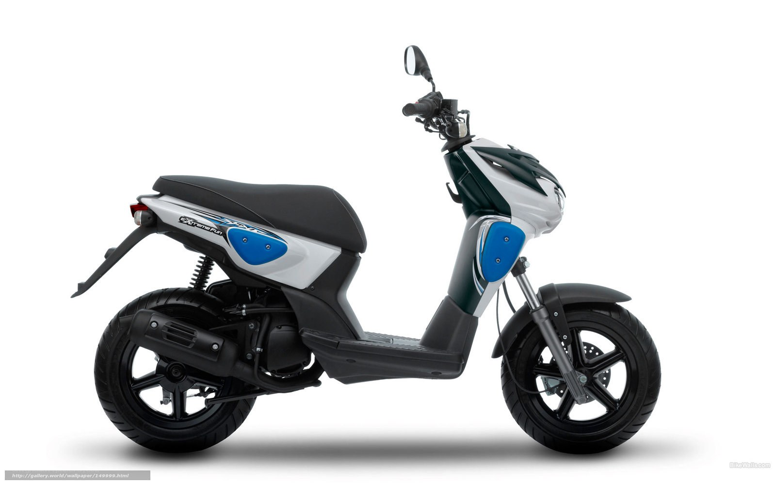 white and blue scooter