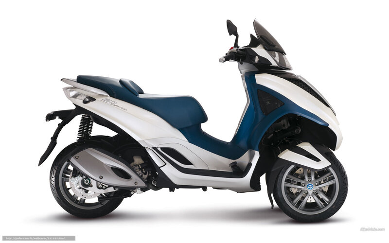 white and blue scooter