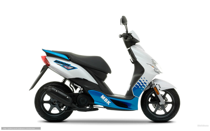 White and Blue Scooter — Neutral, Photograph, Seat