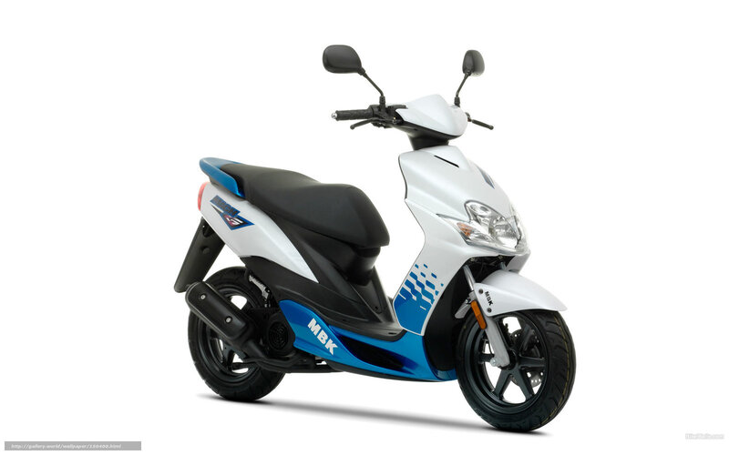 White and Blue Scooter — Neutral, Photograph