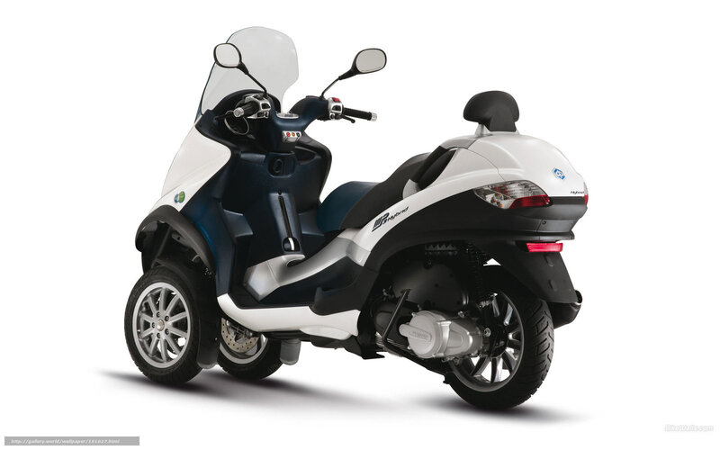 White and Blue Scooter — Neutral, Photograph, Windshield