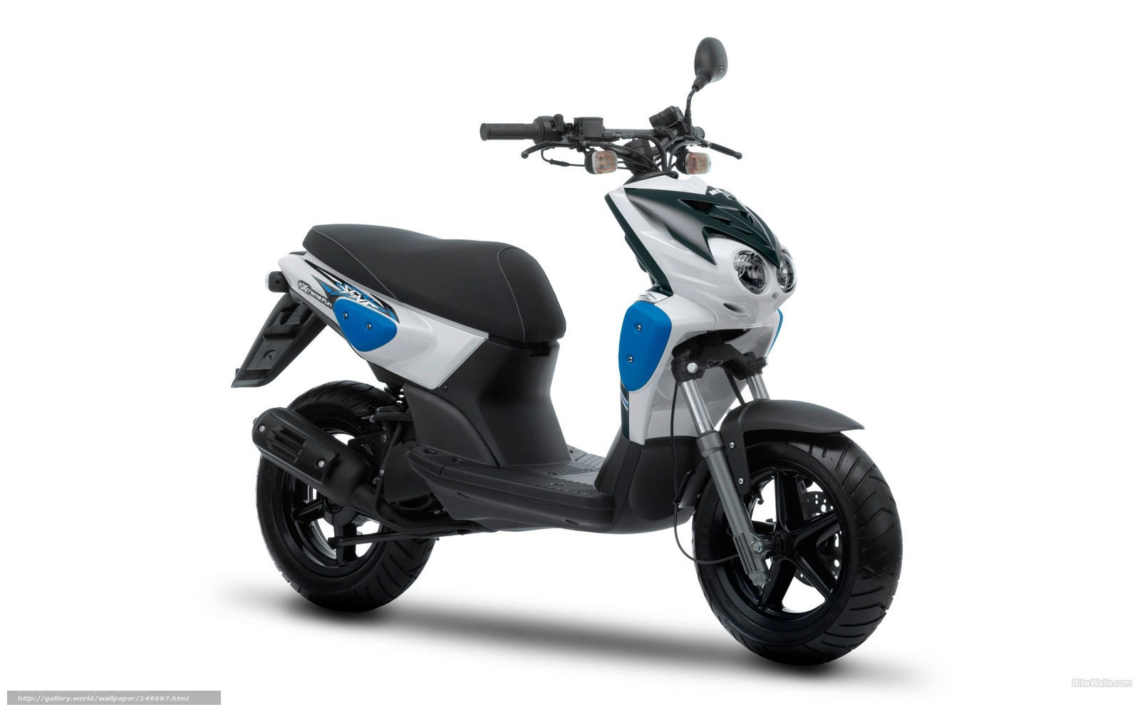 white and blue scooter