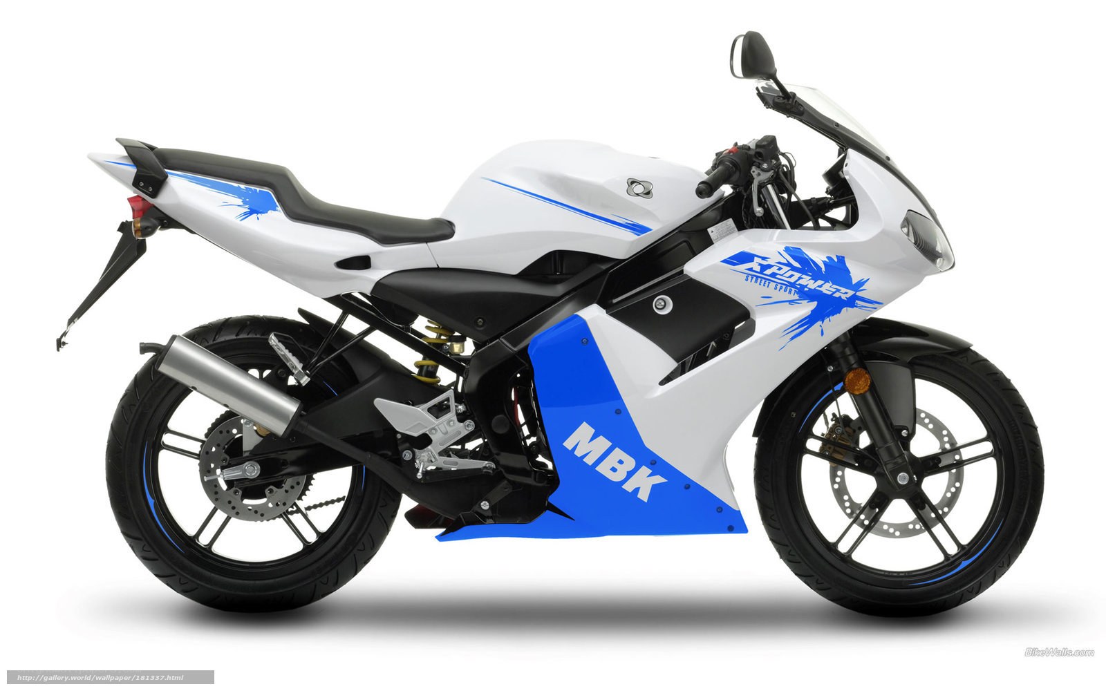 white and blue sport motorcycle