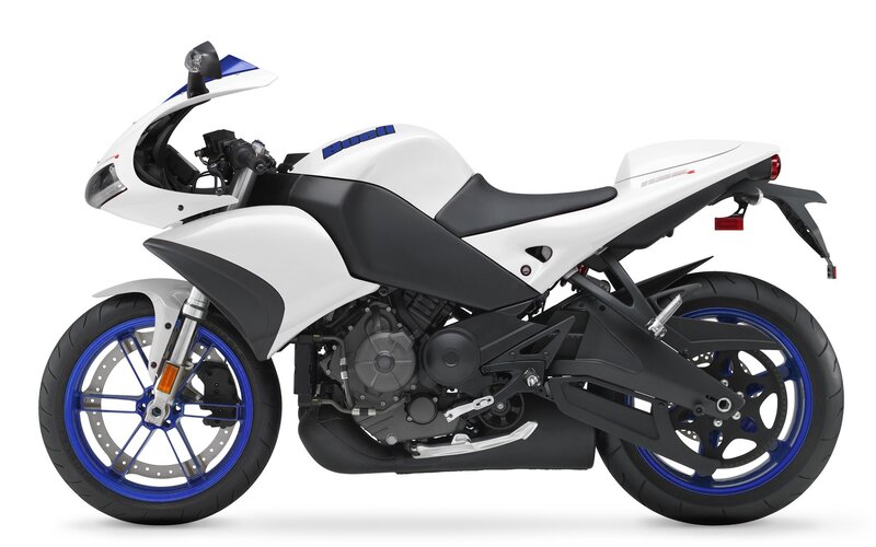 white and blue sport motorcycle