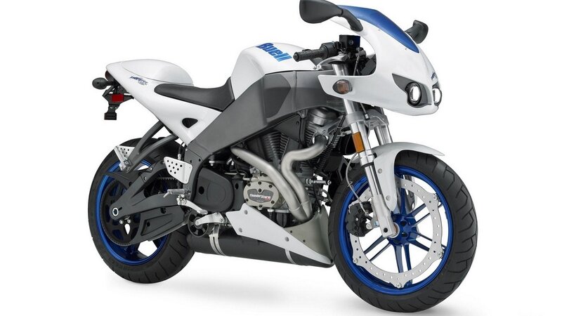 white and blue sport motorcycle