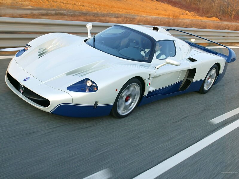white and blue sports car