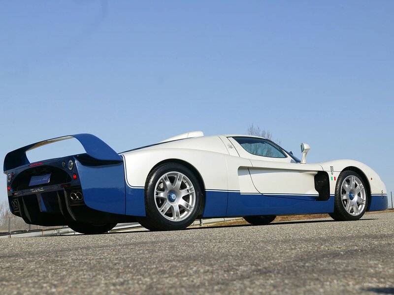 white and blue sports car