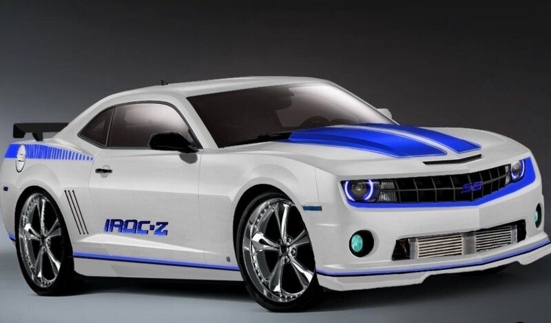 White and Blue Sports Car — Dramatic, Digital Art