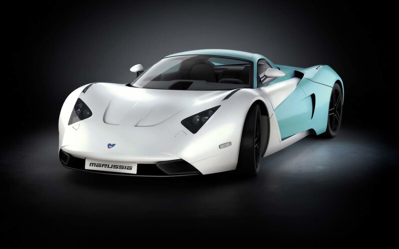 White and Blue Sports Car — Dramatic