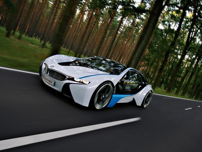 White and Blue Sports Car — Dynamic, Afternoon, Photograph, Road
