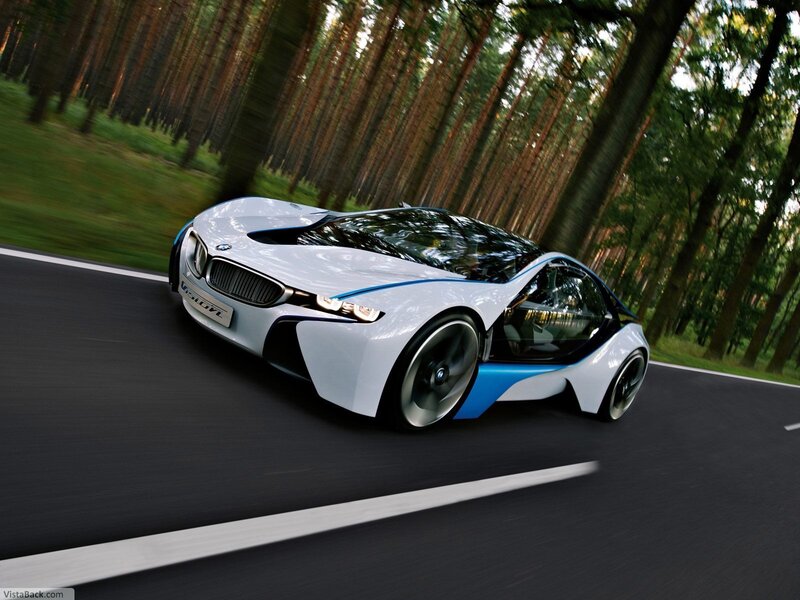 White and Blue Sports Car — Dynamic, Afternoon, Photograph