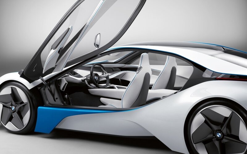 White and Blue Sports Car — Modern, 3d Render
