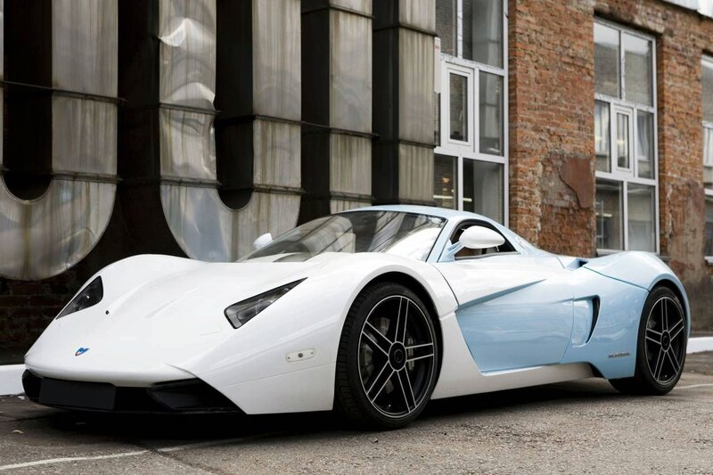 White and Blue Sports Car — Modern, Photograph