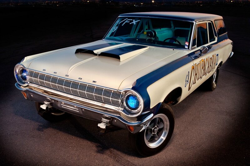 White and Blue Station Wagon