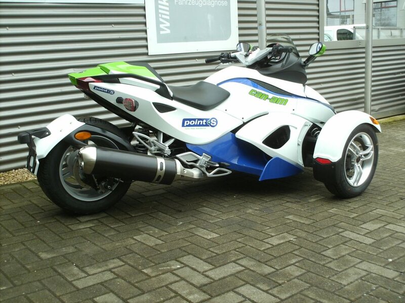 White and Blue Three-wheeled Motorcycle