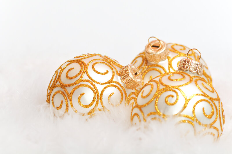 White and Gold Ornaments — Festive