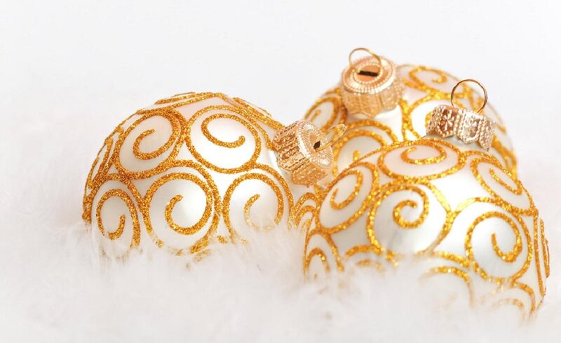 White and Gold Ornaments — Festive, Winter