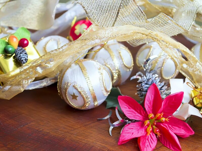 White and Gold Ornaments — Red