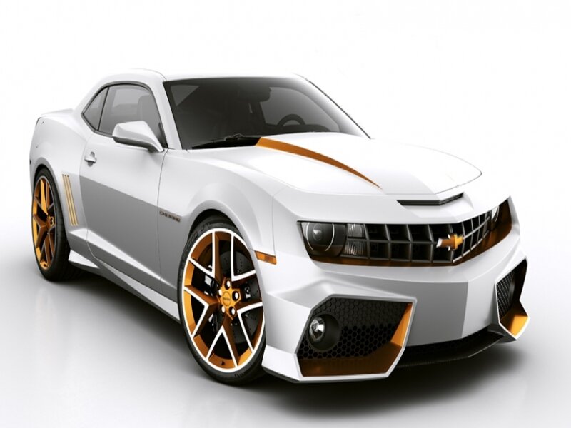 white and gold sports car