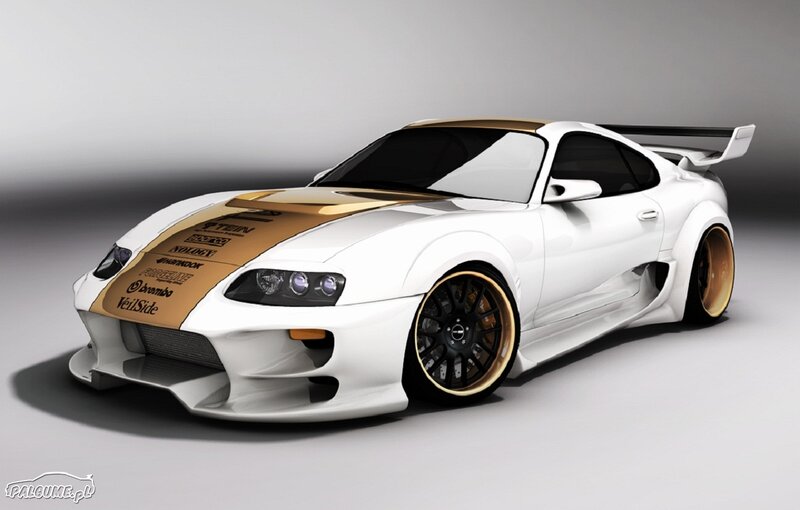 White and Gold Sports Car — Dramatic